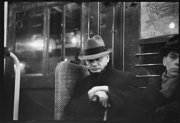 [Five 35mm Film Frames: Subway Passengers, New York City: Woman in Fur Collar Reading Newspaper, Two Young Women, Man Leaning on Cane], Walker Evans (American, St. Louis, Missouri 1903–1975 New Haven, Connecticut), Film negative