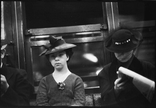 [Four 35mm Film Frames: Subway Passengers, New York City: Girl in Bonnet, Woman Reading Newspaper], Walker Evans (American, St. Louis, Missouri 1903–1975 New Haven, Connecticut), Film negative