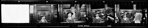 [Four 35mm Film Frames: Subway Passengers, New York City: Girl in Bonnet, Woman Reading Newspaper], Walker Evans (American, St. Louis, Missouri 1903–1975 New Haven, Connecticut), Film negative
