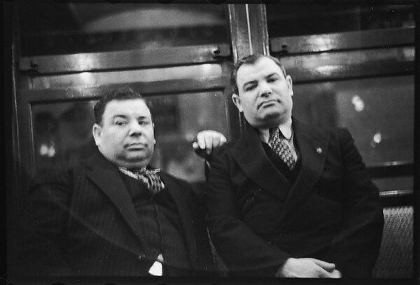 [Five 35mm Film Frames: Subway Passengers, New York City: Two Men in Suits], Walker Evans (American, St. Louis, Missouri 1903–1975 New Haven, Connecticut), Film negative 