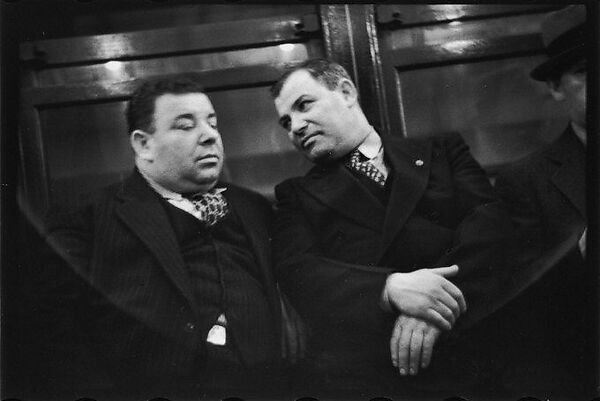 [Five 35mm Film Frames: Subway Passengers, New York City: Two Men in Suits], Walker Evans (American, St. Louis, Missouri 1903–1975 New Haven, Connecticut), Film negative