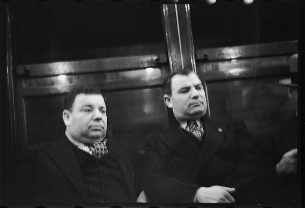 [Five 35mm Film Frames: Subway Passengers, New York City: Two Men in Suits], Walker Evans (American, St. Louis, Missouri 1903–1975 New Haven, Connecticut), Film negative