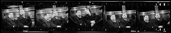 [Five 35mm Film Frames: Subway Passengers, New York City: Two Men in Suits], Walker Evans (American, St. Louis, Missouri 1903–1975 New Haven, Connecticut), Film negative