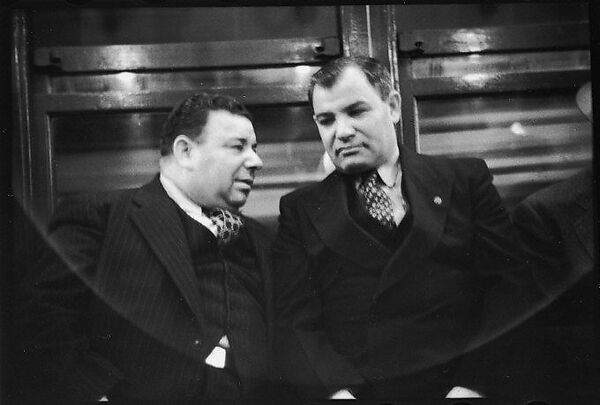 [Five 35mm Film Frames: Subway Passengers, New York City: Two Men in Suits], Walker Evans (American, St. Louis, Missouri 1903–1975 New Haven, Connecticut), Film negative