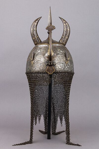 Helmet (Khula Khud), Steel, gold, silver, Persian
