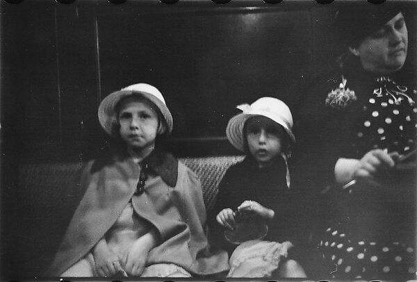 [Five 35mm Film Frames: Subway Passengers, New York City: Woman in Polkadot Dress Reading and Little Girls], Walker Evans (American, St. Louis, Missouri 1903–1975 New Haven, Connecticut), Film negative