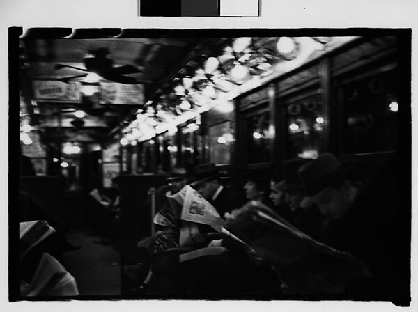 [Five 35mm Film Frames: Subway Passengers, New York City: Woman in Polkadot Dress Reading and Little Girls], Walker Evans (American, St. Louis, Missouri 1903–1975 New Haven, Connecticut), Film negative