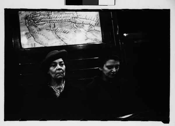 [Four 35mm Film Frames: Subway Passengers, New York City: Two Women, Women Beneath "Lex Ave Local" Sign], Walker Evans (American, St. Louis, Missouri 1903–1975 New Haven, Connecticut), Film negative 