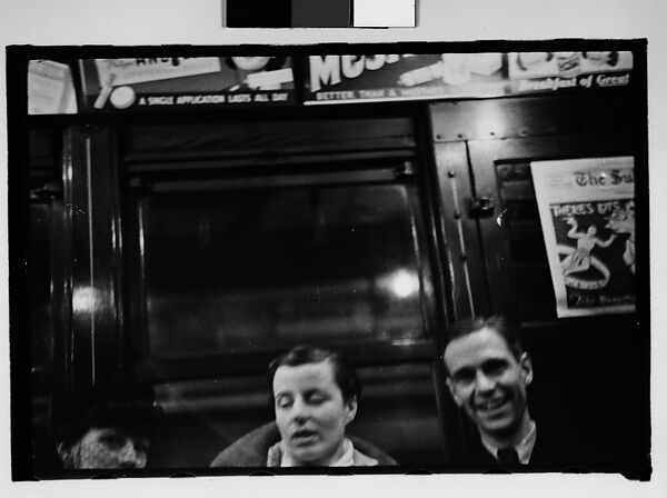 [Five 35mm Film Frames: Subway Passengers, New York City: Three Women Beneath "Lex Ave Local" Sign, Two Women Beneath "City Hall" Sign, Two Women Beneath "Pelham Bay Park" Sign, Two Women in Conversation Beneath "Pelham Bay Park" Sign, Two Women in Conversation Beneath "Lex Ave Local" Sign], Walker Evans (American, St. Louis, Missouri 1903–1975 New Haven, Connecticut), Film negative