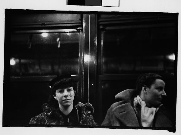 [Five 35mm Film Frames: Subway Passengers, New York City: Three Women Beneath "Lex Ave Local" Sign, Two Women Beneath "City Hall" Sign, Two Women Beneath "Pelham Bay Park" Sign, Two Women in Conversation Beneath "Pelham Bay Park" Sign, Two Women in Conversation Beneath "Lex Ave Local" Sign], Walker Evans (American, St. Louis, Missouri 1903–1975 New Haven, Connecticut), Film negative
