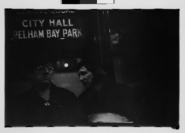 [Five 35mm Film Frames: Subway Passengers, New York City: Two Women in Conversation Beneath "Lex Ave Local" Sign, Two Men in Caps, Sleeping Men], Walker Evans (American, St. Louis, Missouri 1903–1975 New Haven, Connecticut), Film negative 