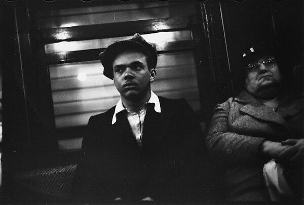 [Five 35mm Film Frames: Subway Passengers, New York City: Man in Cap Next to Older Woman, Women, Man in Suit, Woman Reading Newspaper], Walker Evans (American, St. Louis, Missouri 1903–1975 New Haven, Connecticut), Film negative