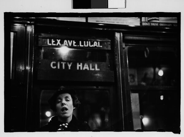 [Five 35mm Film Frames: Subway Passengers, New York City: Two Men Reading Newspapers, Mother and Son, Woman in Front of Transit Authority Poster], Walker Evans (American, St. Louis, Missouri 1903–1975 New Haven, Connecticut), Film negative