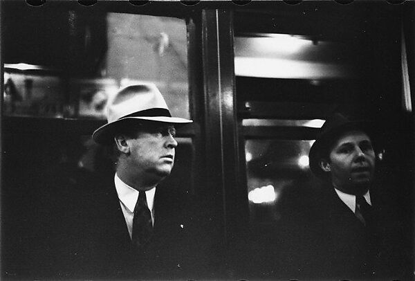 [Three 35mm Film Frames: Subway Passengers, New York City: Men in Suits and Hats, Subway Platform from Car Interior], Walker Evans (American, St. Louis, Missouri 1903–1975 New Haven, Connecticut), Film negative