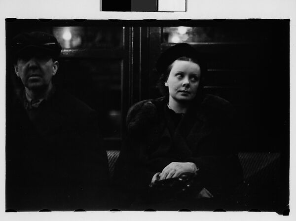 [Five 35mm Film Frames: Subway Passengers, New York City: Man in Cap Reading Newspaper, Subway Car Interior], Walker Evans (American, St. Louis, Missouri 1903–1975 New Haven, Connecticut), Film negative