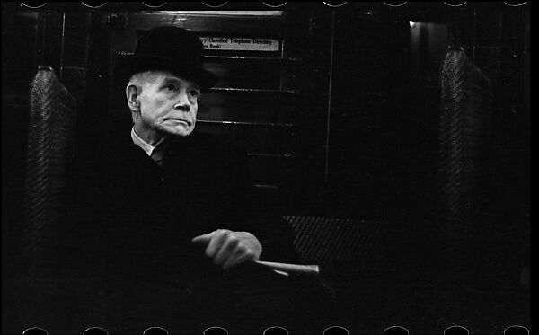 [Five 35mm Film Frames: Subway Passengers, New York City: Man in Bowler Hat], Walker Evans (American, St. Louis, Missouri 1903–1975 New Haven, Connecticut), Film negative
