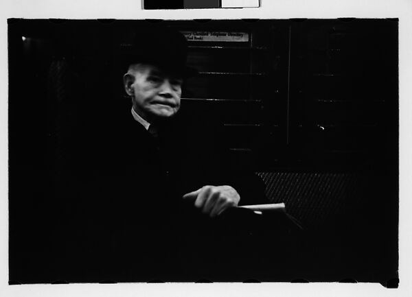 [Five 35mm Film Frames: Subway Passengers, New York City: Man in Bowler Hat], Walker Evans (American, St. Louis, Missouri 1903–1975 New Haven, Connecticut), Film negative