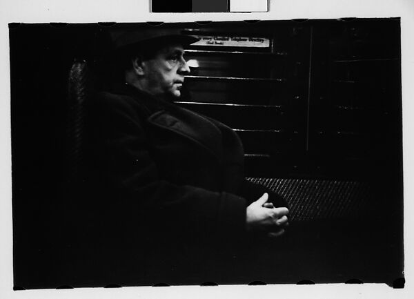 [Five 35mm Film Frames: Subway Passengers, New York City: Man in Bowler Hat], Walker Evans (American, St. Louis, Missouri 1903–1975 New Haven, Connecticut), Film negative