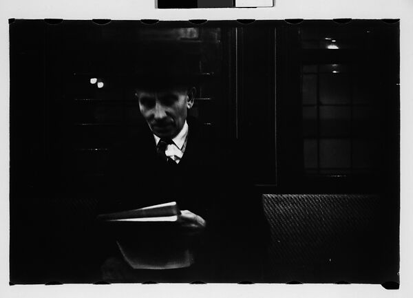 [Five 35mm Film Frames: Subway Passengers, New York City: Man in Hat Reading Newspaper, Man in Hat, Woman], Walker Evans (American, St. Louis, Missouri 1903–1975 New Haven, Connecticut), Film negative
