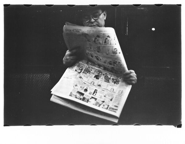 [Five 35mm Film Frames: Subway Passengers, New York City: Man Reading Newspaper, Mother with Book on Lap and Child], Walker Evans (American, St. Louis, Missouri 1903–1975 New Haven, Connecticut), Film negative