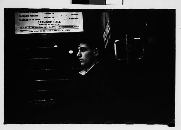 [Five 35mm Film Frames: Subway Passengers, New York City: Young Man and Man Wearing Hat in Car Corner], Walker Evans (American, St. Louis, Missouri 1903–1975 New Haven, Connecticut), Film negative 