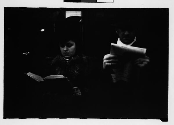 [Four 35mm Film Frames: Subway Passengers, New York City: Woman with Hands Folded in Lap, Two Women, One Reading Book, Woman Reading Book, Man Reading Newspaper, Man with Hands Folded in Lap], Walker Evans (American, St. Louis, Missouri 1903–1975 New Haven, Connecticut), Film negative
