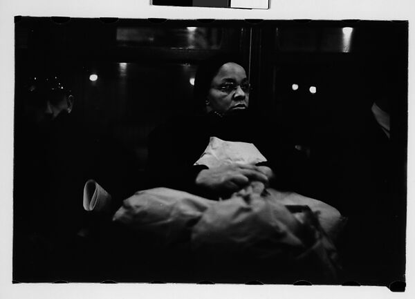 [Five 35mm Film Frames: Subway Passengers, New York City: Men, Woman with Packages, Man in Cap], Walker Evans (American, St. Louis, Missouri 1903–1975 New Haven, Connecticut), Film negative