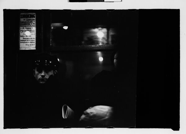 [Five 35mm Film Frames: Subway Passengers, New York City: Men, Woman with Packages, Man in Cap], Walker Evans (American, St. Louis, Missouri 1903–1975 New Haven, Connecticut), Film negative