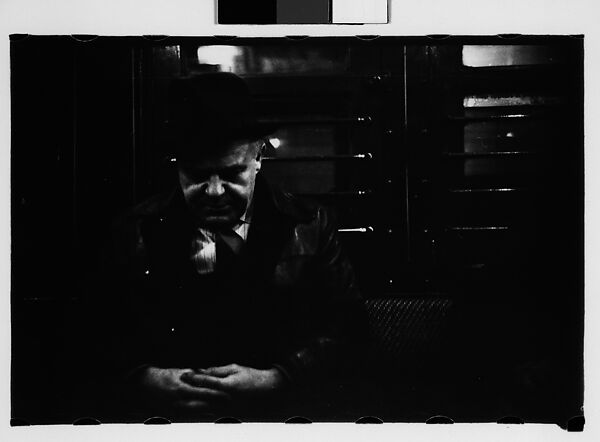 [Five 35mm Film Frames: Subway Passengers, New York City: Sleeping Man with Clasped Hands], Walker Evans (American, St. Louis, Missouri 1903–1975 New Haven, Connecticut), Film negative 