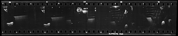 [Five 35mm Film Frames: Subway Passengers, New York City: Man, Man in Hat and Plaid Workcoat], Walker Evans (American, St. Louis, Missouri 1903–1975 New Haven, Connecticut), Film negative