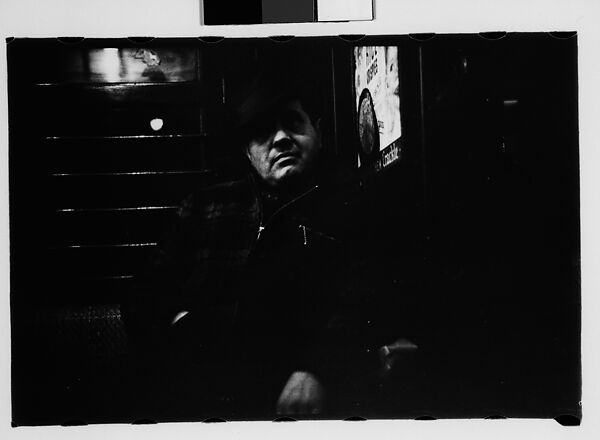 [Five 35mm Film Frames: Subway Passengers, New York City: Man, Woman, Man in Hat and Plaid Workcoat], Walker Evans (American, St. Louis, Missouri 1903–1975 New Haven, Connecticut), Film negative