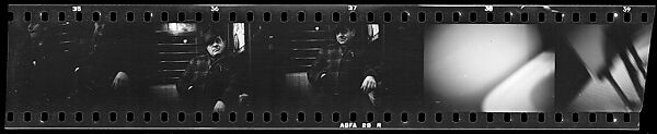 [Five 35mm Film Frames: Subway Passengers, New York City: Man, Woman, Man in Hat and Plaid Workcoat], Walker Evans (American, St. Louis, Missouri 1903–1975 New Haven, Connecticut), Film negative