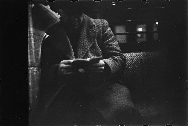 [Five 35mm Film Frames: Subway Passengers, New York City: Man Reading, Man in Suit], Walker Evans (American, St. Louis, Missouri 1903–1975 New Haven, Connecticut), Film negative 