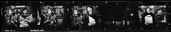 [Five 35mm Film Frames: Subway Passengers, New York City: Women in Fur Collars, Woman with Package on Lap], Walker Evans (American, St. Louis, Missouri 1903–1975 New Haven, Connecticut), Film negative
