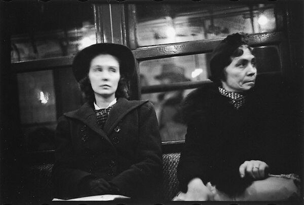[Five 35mm Film Frames: Subway Passengers, New York City: Man in Hat, Overcoat, and Eyeglasses, Woman with Eyes Closed, Two Women, Woman in Fur Coat], Walker Evans (American, St. Louis, Missouri 1903–1975 New Haven, Connecticut), Film negative