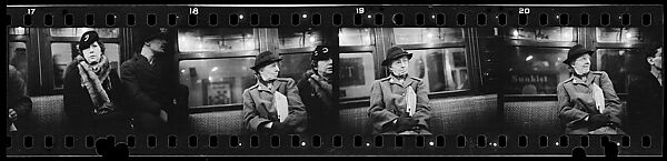 [Four 35mm Film Frames: Subway Passengers, New York City: Woman in Fur Collar, Woman with Package], Walker Evans (American, St. Louis, Missouri 1903–1975 New Haven, Connecticut), Film negative