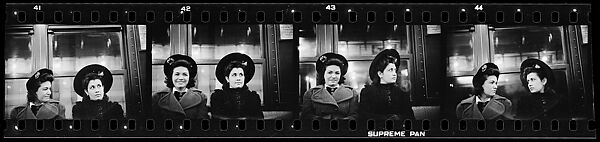 [Four 35mm Film Frames: Subway Passengers, New York City: Two Women in Hats], Walker Evans (American, St. Louis, Missouri 1903–1975 New Haven, Connecticut), Film negative