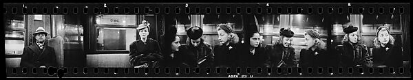 [Five 35mm Film Frames: Subway Passengers, New York City: Man in Hat and Scarf, Woman in Bonnet, Women in Conversation], Walker Evans (American, St. Louis, Missouri 1903–1975 New Haven, Connecticut), Film negative