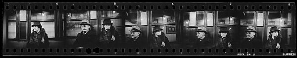 [Five 35mm Film Frames: Subway Passengers, New York City: Man in Hat, Old Woman], Walker Evans (American, St. Louis, Missouri 1903–1975 New Haven, Connecticut), Film negative