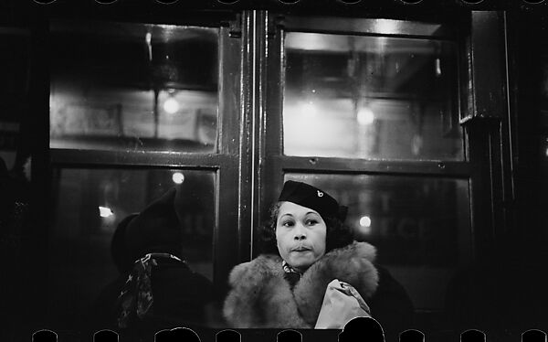 [Four 35mm Film Frames: Subway Passengers, New York City: Woman in Fur Collar with Package, PassengersLying Across Seat, Elderly Man in Hat], Walker Evans (American, St. Louis, Missouri 1903–1975 New Haven, Connecticut), Film negative