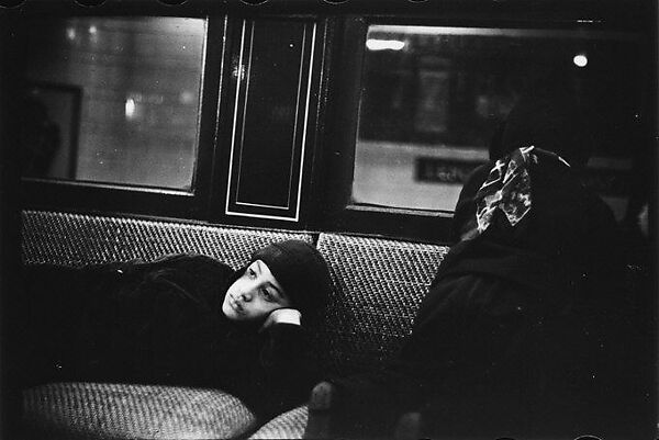 [Four 35mm Film Frames: Subway Passengers, New York City: Woman in Fur Collar with Package, PassengersLying Across Seat, Elderly Man in Hat], Walker Evans (American, St. Louis, Missouri 1903–1975 New Haven, Connecticut), Film negative