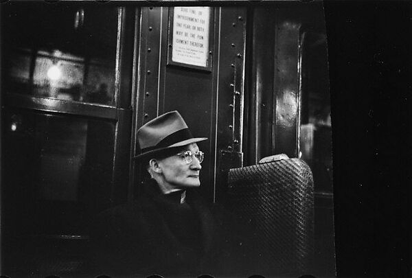 [Four 35mm Film Frames: Subway Passengers, New York City: Woman in Fur Collar with Package, PassengersLying Across Seat, Elderly Man in Hat], Walker Evans (American, St. Louis, Missouri 1903–1975 New Haven, Connecticut), Film negative