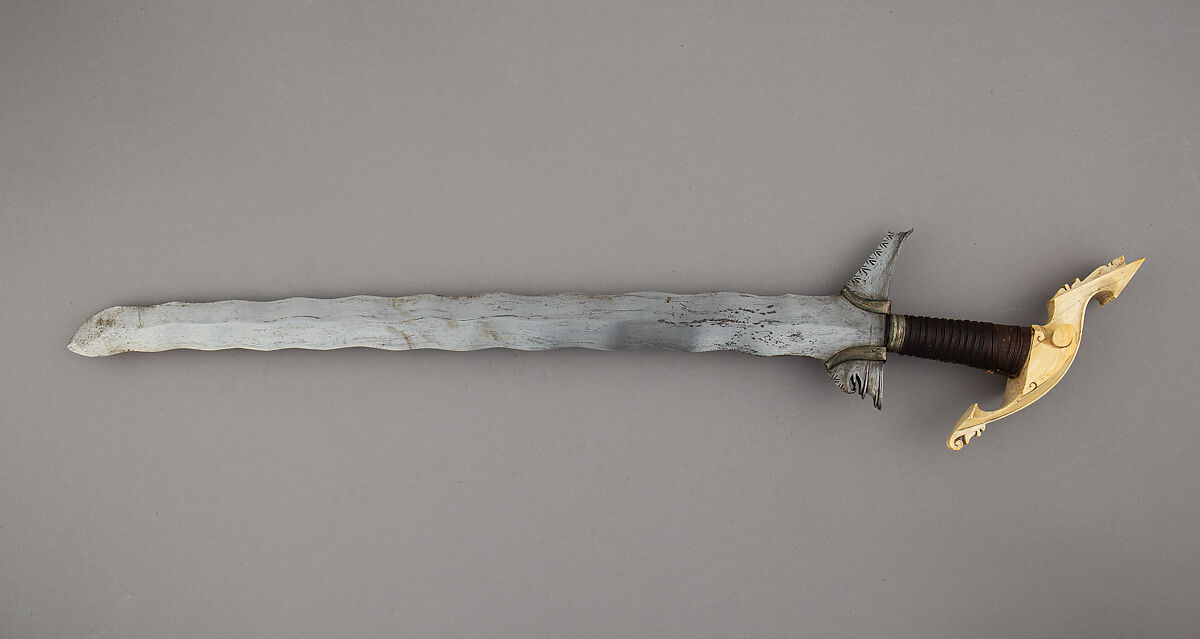 Kris, Steel, ivory, wood, cord. silver, Philippine, Sulu