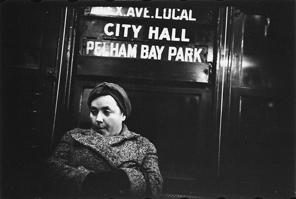 [Three 35mm Film Frames: Subway Passengers, New York City: Man in Cap Beneath "Pelham Bay Park" Sign, Women Beneath "Lex Ave Local" Sign], Walker Evans (American, St. Louis, Missouri 1903–1975 New Haven, Connecticut), Film negative