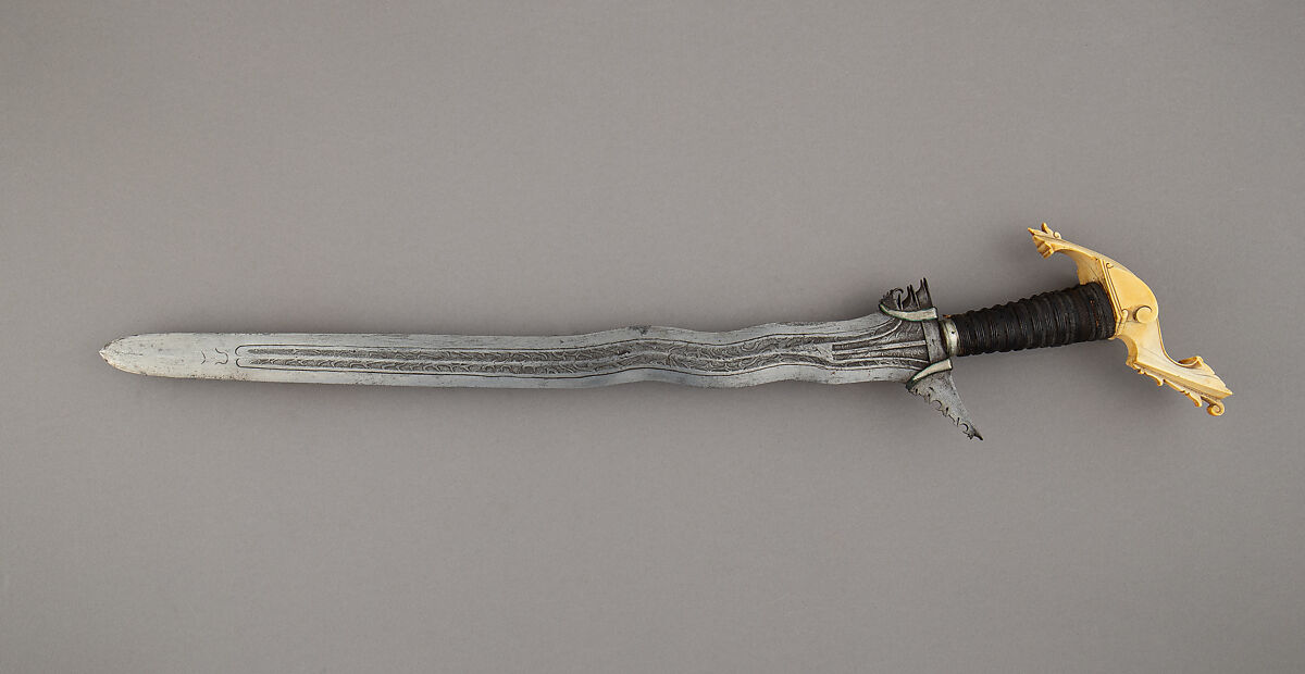 Kris, Steel, ivory, wood, cord, Philippine, Mindanao 