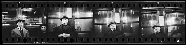 [Four 35mm Film Frames: Subway Passengers, New York City: Man in Hat and Overcoat, Older Man in Hat], Walker Evans (American, St. Louis, Missouri 1903–1975 New Haven, Connecticut), Film negative