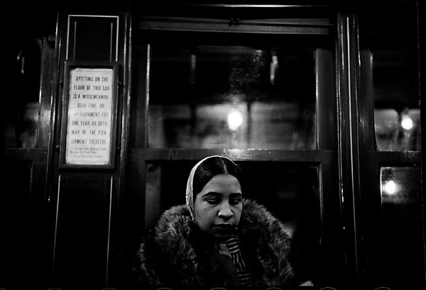 [Five 35mm Film Frames:Subway Passengers, New York City: Woman in Headscarf and Fur Collar], Walker Evans (American, St. Louis, Missouri 1903–1975 New Haven, Connecticut), Film negative