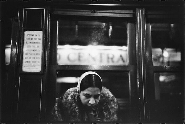 [Five 35mm Film Frames:Subway Passengers, New York City: Woman in Headscarf and Fur Collar], Walker Evans (American, St. Louis, Missouri 1903–1975 New Haven, Connecticut), Film negative
