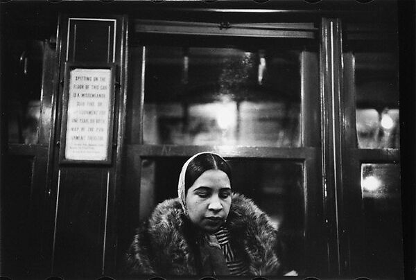 [Five 35mm Film Frames:Subway Passengers, New York City: Woman in Headscarf and Fur Collar], Walker Evans (American, St. Louis, Missouri 1903–1975 New Haven, Connecticut), Film negative