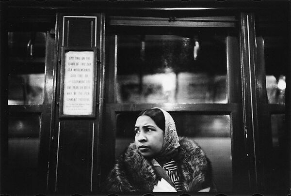 [Five 35mm Film Frames:Subway Passengers, New York City: Woman in Headscarf and Fur Collar], Walker Evans (American, St. Louis, Missouri 1903–1975 New Haven, Connecticut), Film negative 